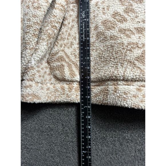 American Eagle Sherpa Sweater Womens Sz L Fuzzy Leopard Print Half Zip Pullover - Picture 8 of 9